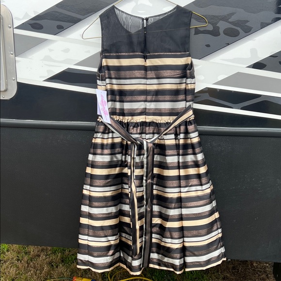 Bonnie Jean Black and Brown Striped Formal Dress - Picture 3 of 3